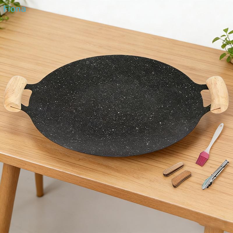 Kitchen Baking Sheets - ✔Non-Stick BBQ Grill Pan with Wooden