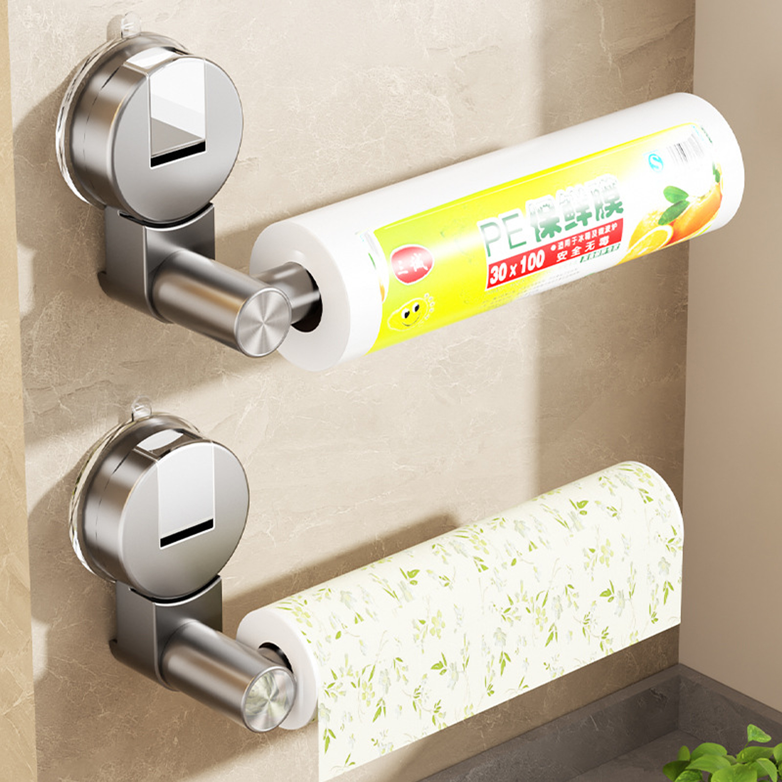 Kitchen Baking Paper Holder - Suction Cup Tissue Hanger Kitchen Paper