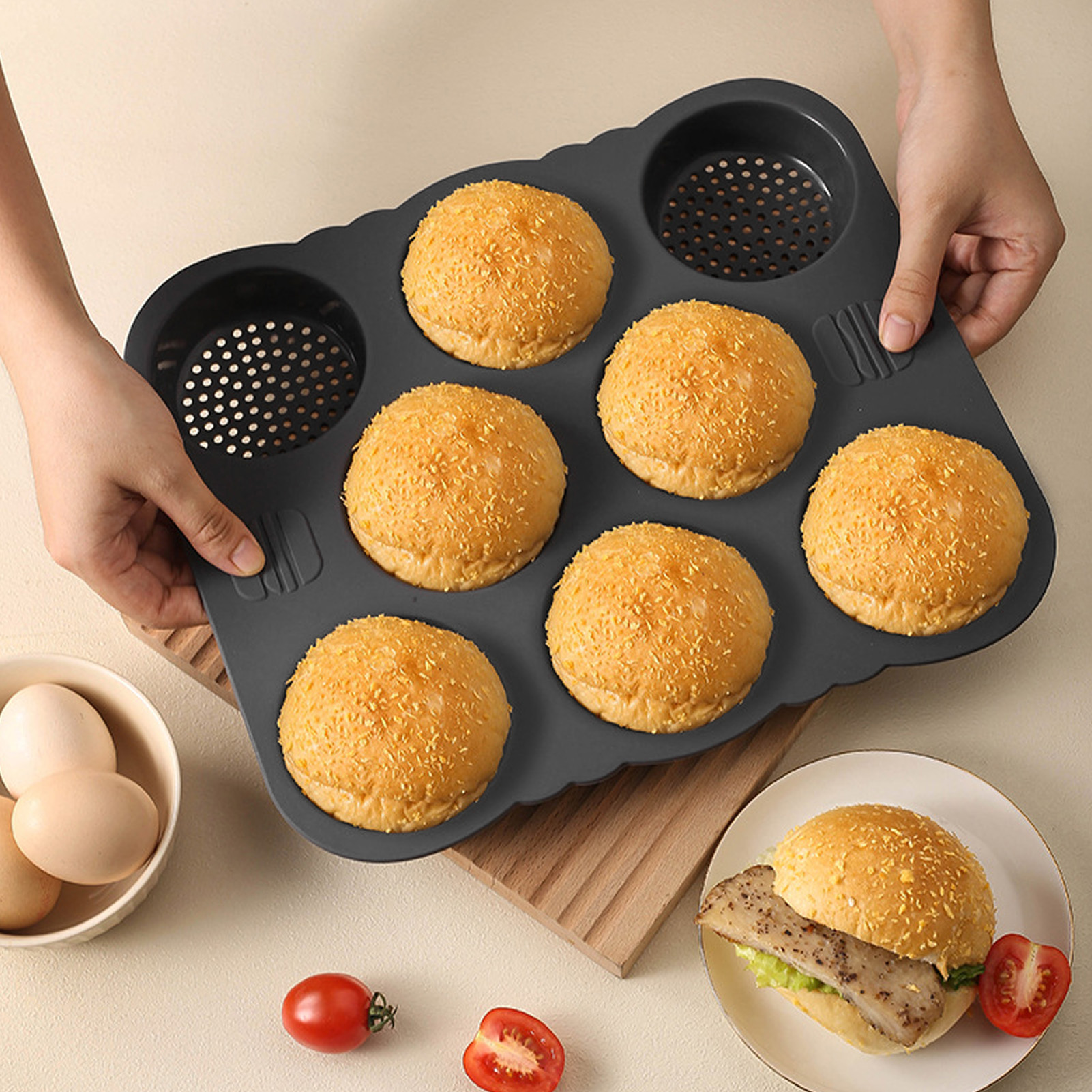 Hamburger Bun Mold Silicone 8  - огляд і ціна Kitchen Set Bakery