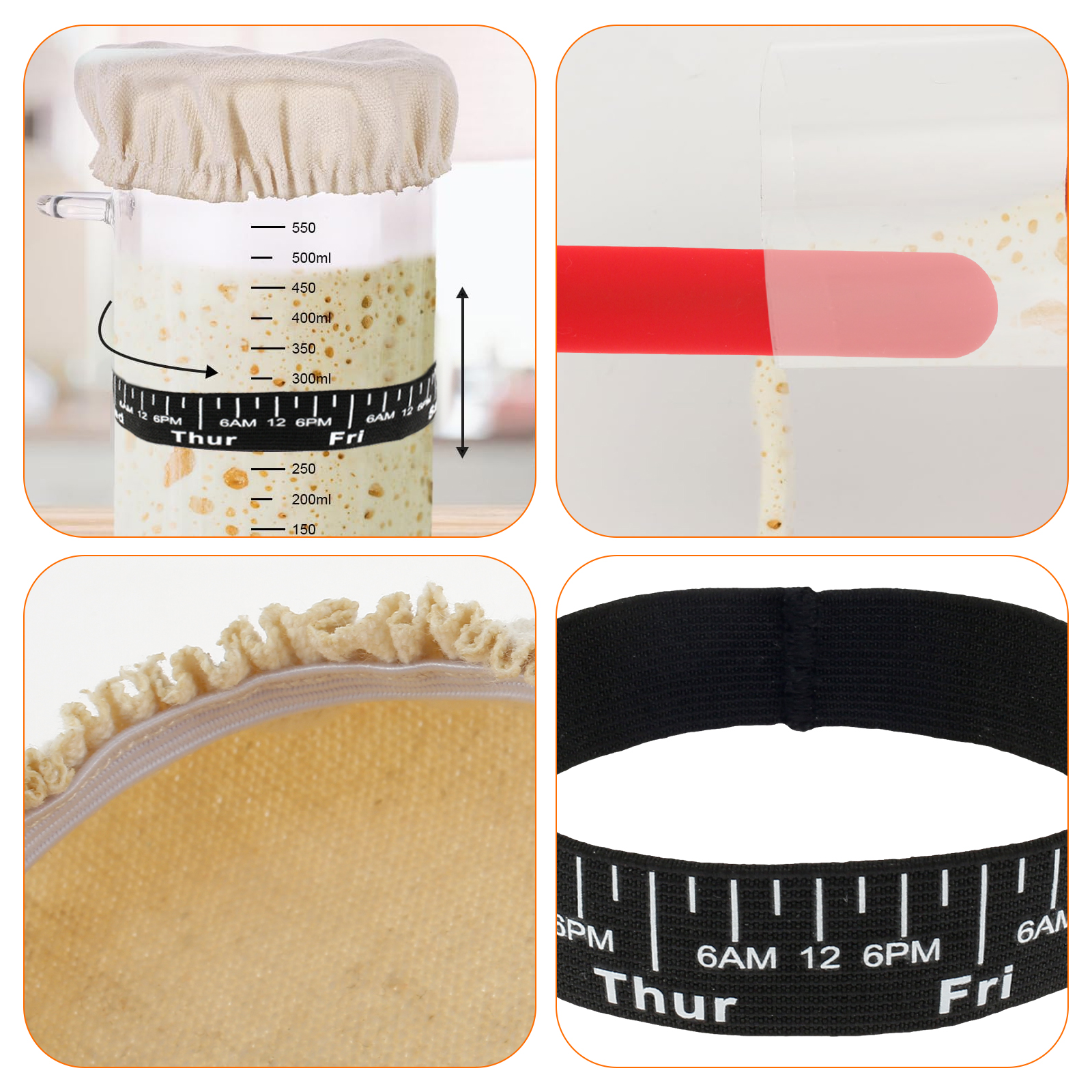 7Pcs Dough Starter Jar Laber S - огляд і ціна Kitchen Baking Cloth