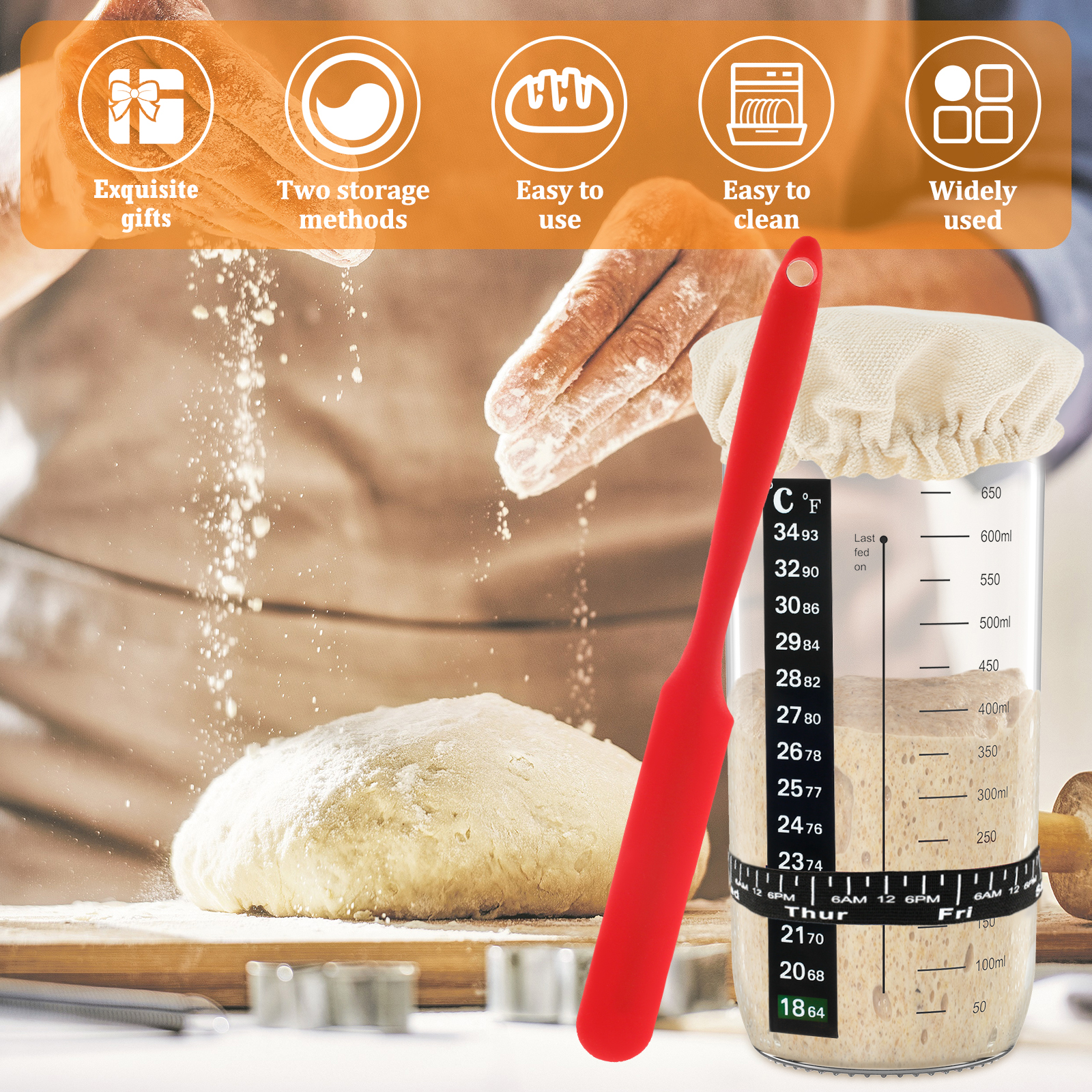 7Pcs Dough Starter Jar Laber S - огляд і ціна Kitchen Baking Cloth