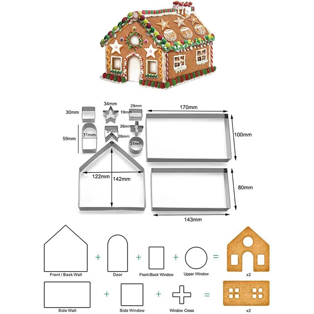 10Pcs Gingerbread House Cookie - огляд і ціна Kitchen And Baking Equipment