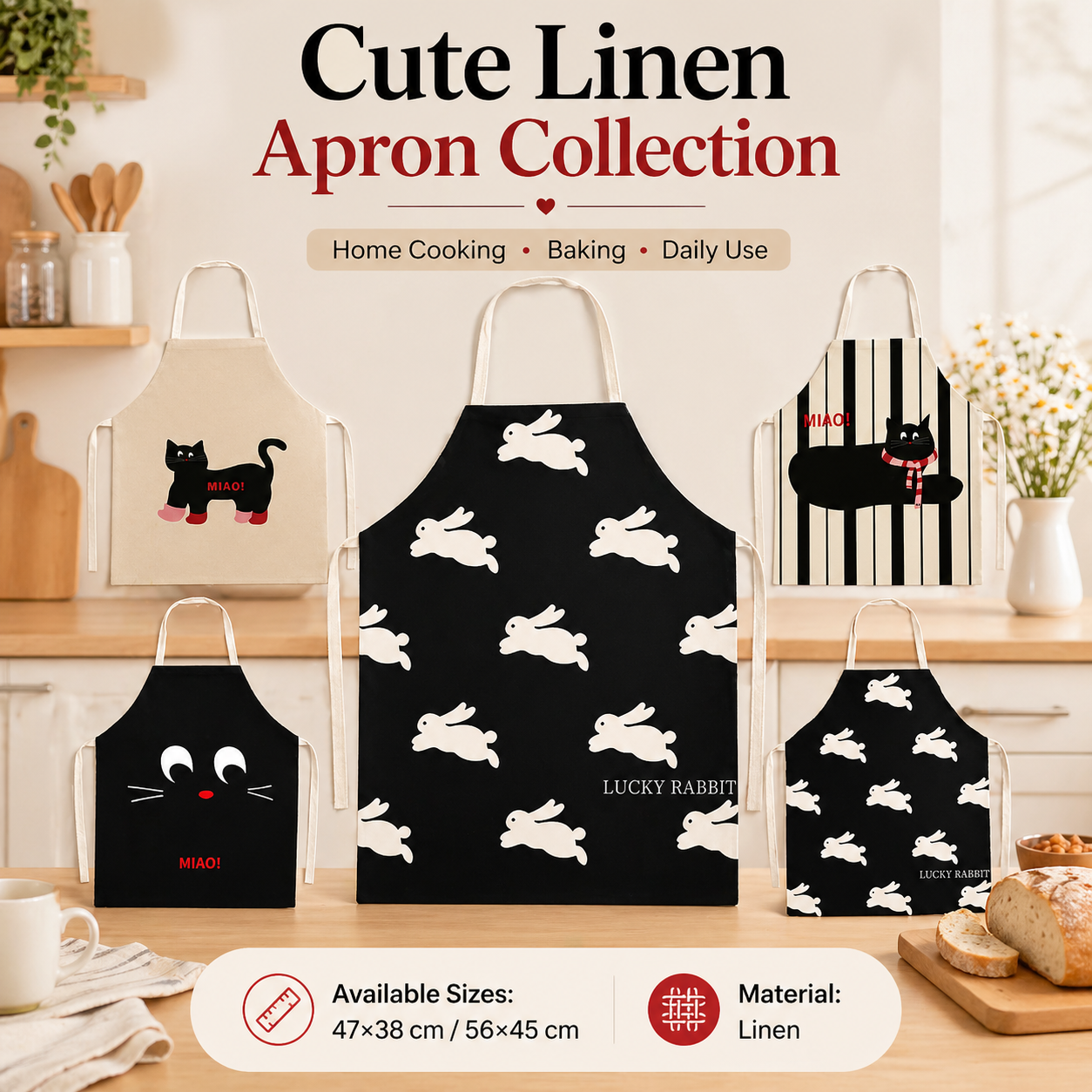 Cute Black Cat White Rabbit Li - огляд і ціна Kitchen Baking Cloth